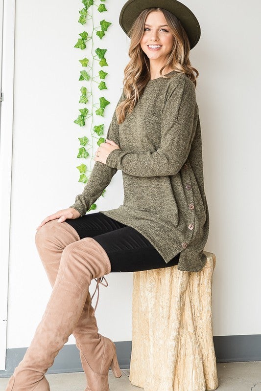 Surprise Steal-Button Tunic in 4 Colors