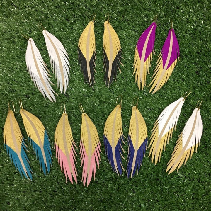 Short Luxe Painted Leather Earrings