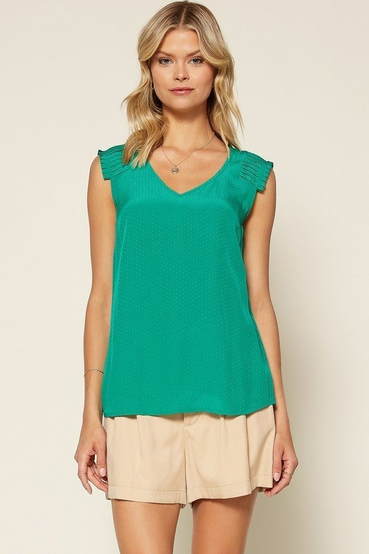 Pleated Shoulder Tank - 3 Colors