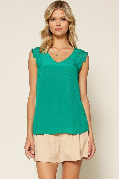 Pleated Shoulder Tank - 3 Colors