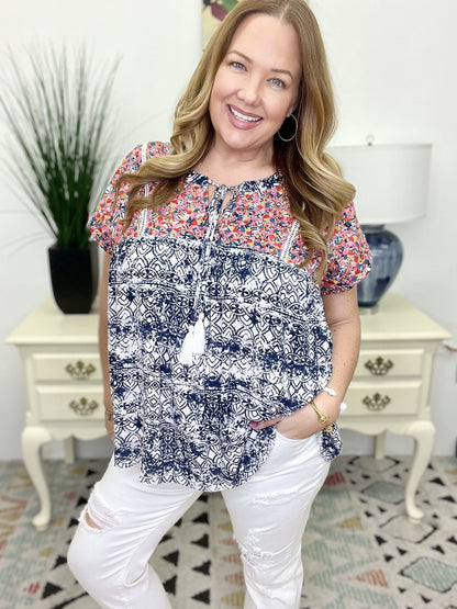 The Navy Embroidered Top-All Sizes