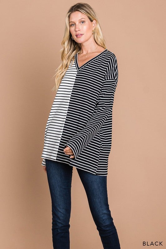 The Split Stripe Top-2 Colors/AS