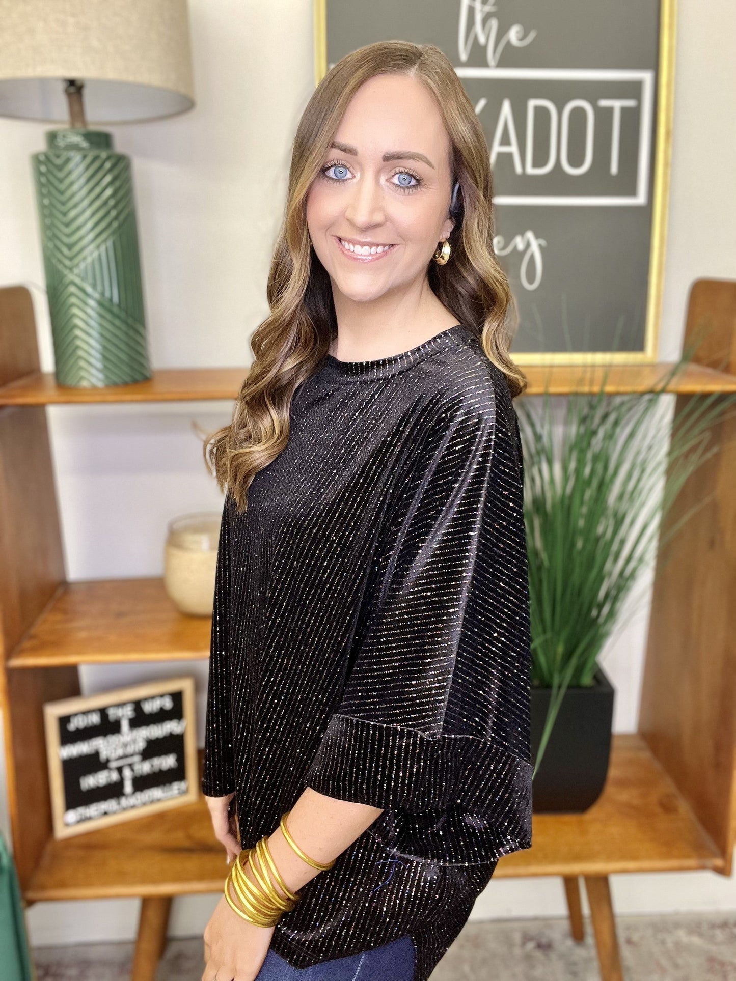 The Little Stripe Shine Oversized Top - AS