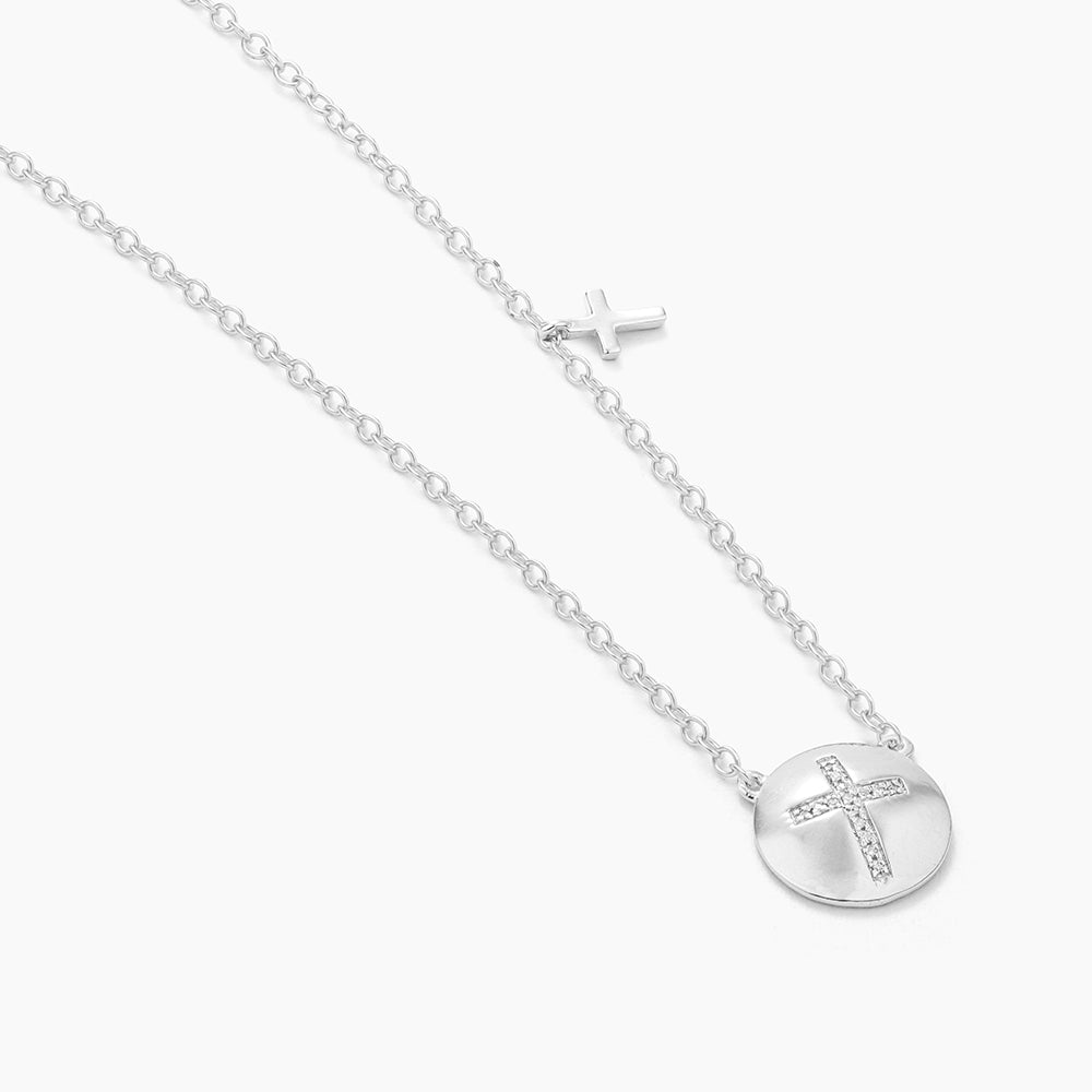 ES Cross Circle Pendant Necklace