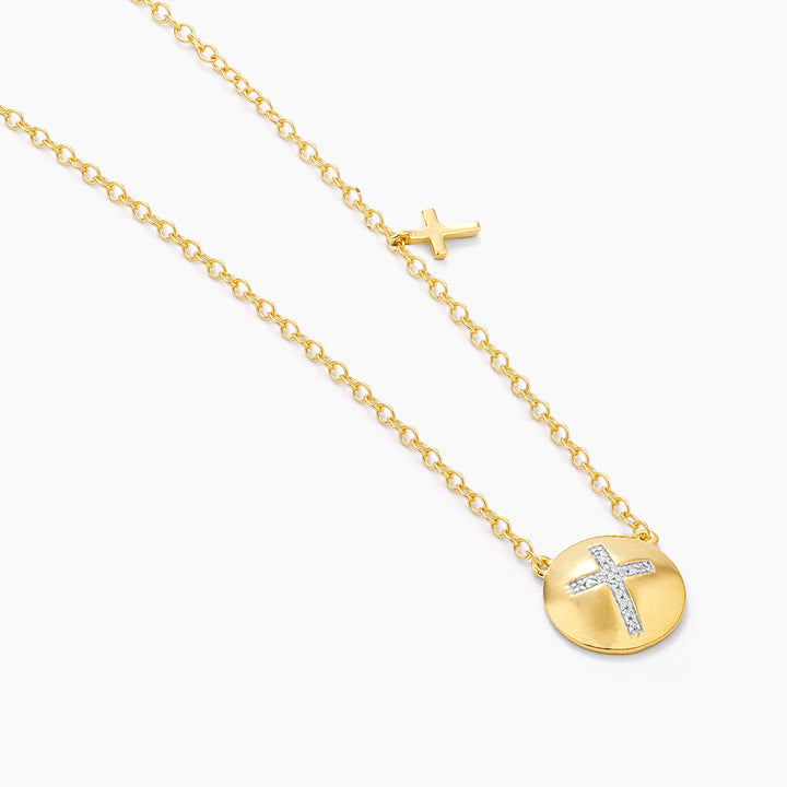 ES Cross Circle Pendant Necklace