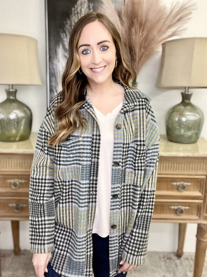 The Houndstooth Shacket-2 Colors/AS