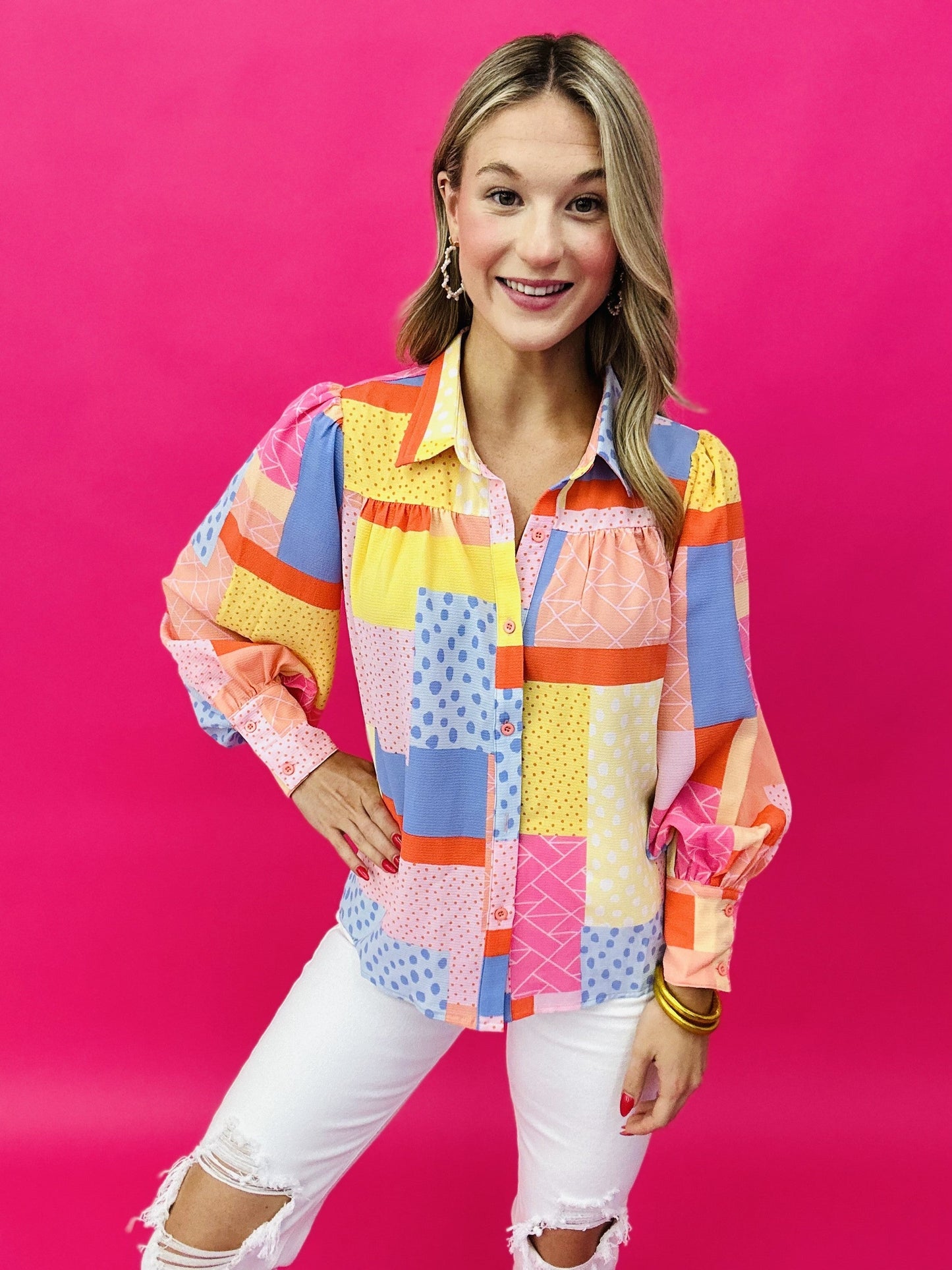 The Patch Printed Top in Yellow
