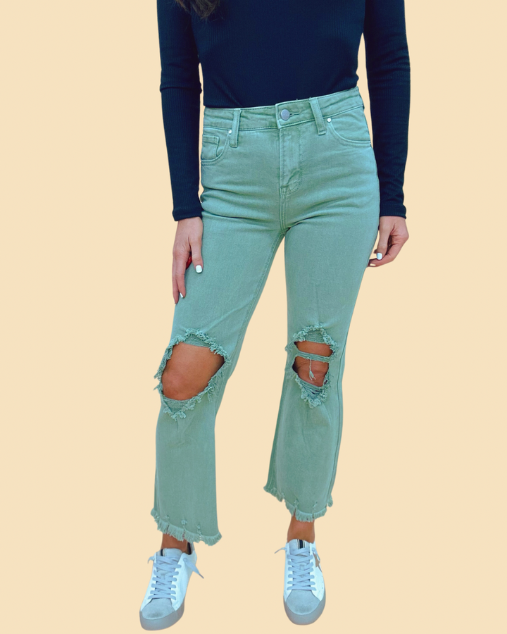The Risen Straight Jeans in Olive-AS