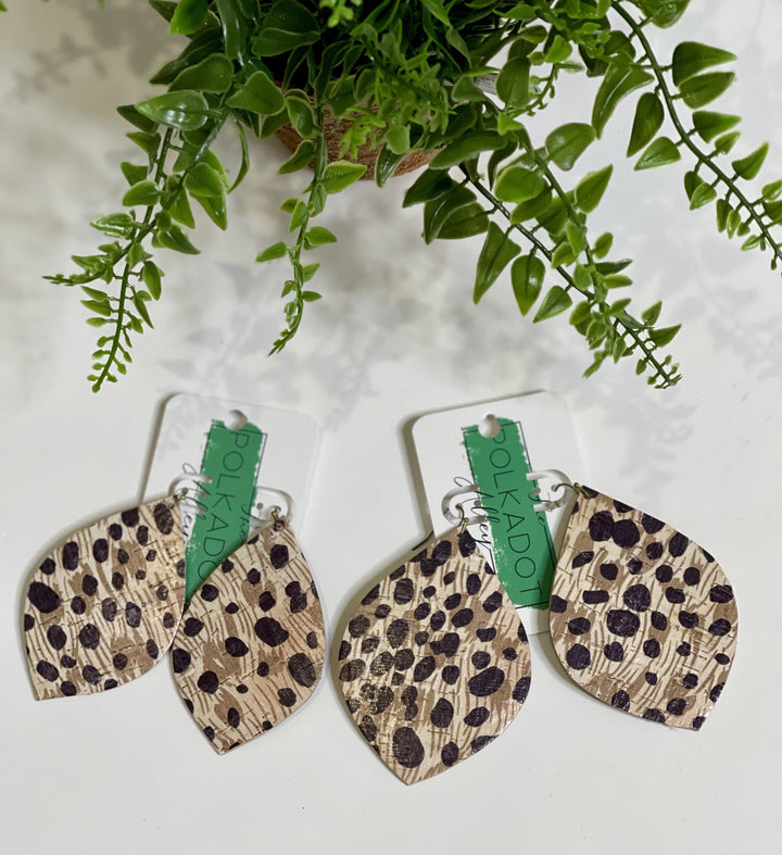 Cheetah Cork Leather Earrings