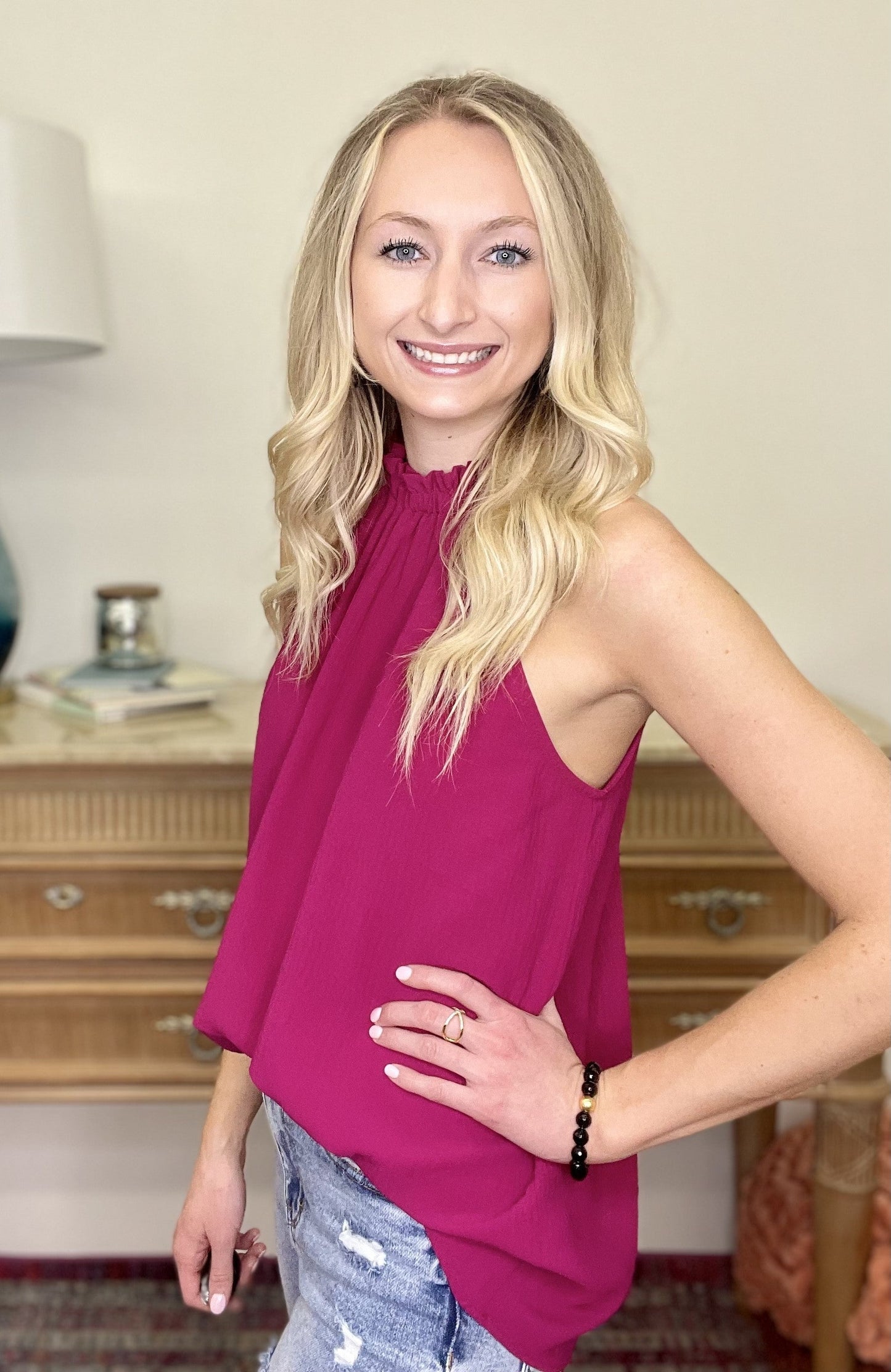 The Show me Sass Top in Fuchsia