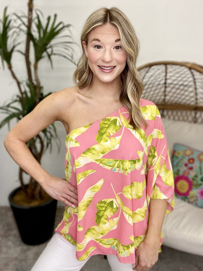 The Coral Palm One Shoulder Top