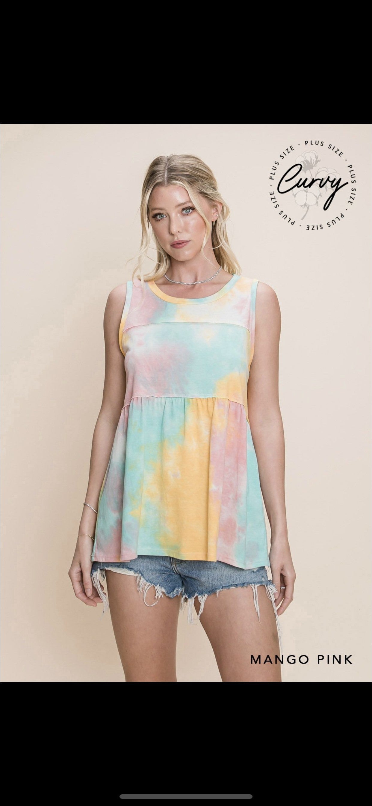 The Dyed Babydoll Knit Tank in 2 Colors - All Sizes