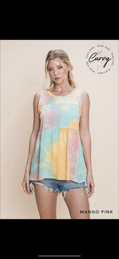 The Dyed Babydoll Knit Tank in 2 Colors - All Sizes
