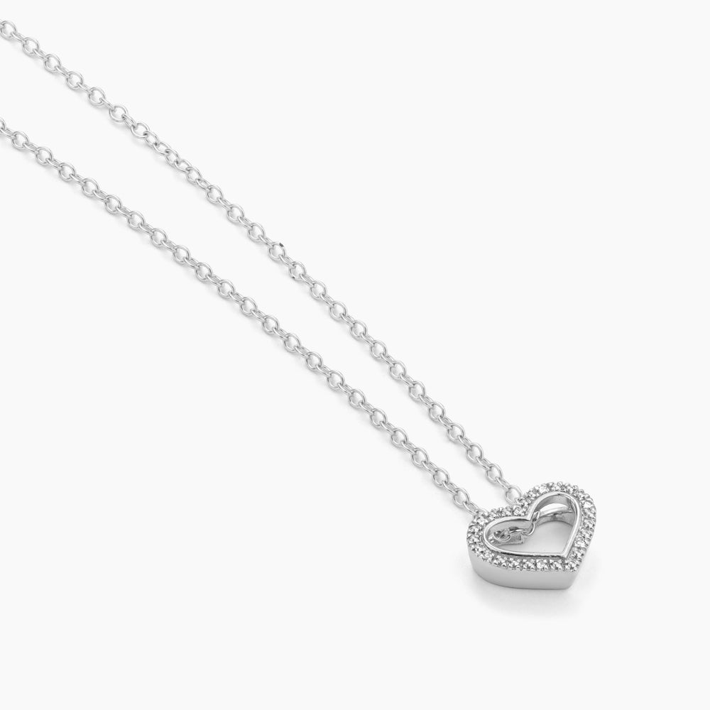 ES Diamond Studded Heart Pendant Necklace