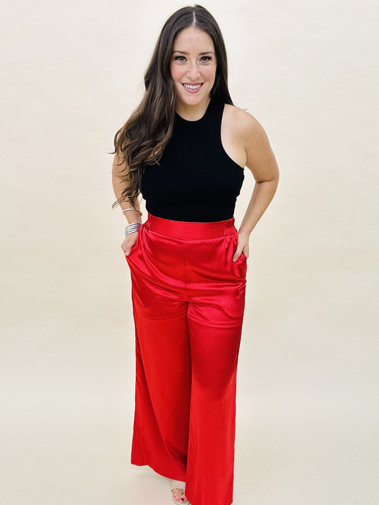 The Solid Satin Cora Pants - 3 Color/AS