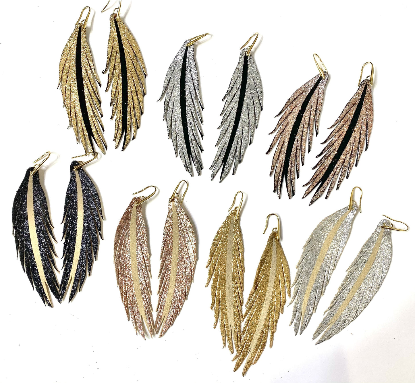 The Glittered Leather Earrings-Lots