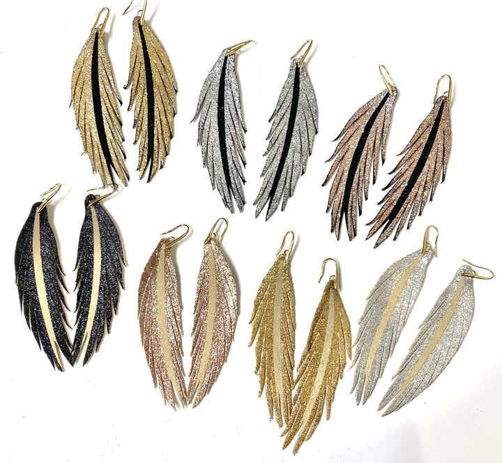 The Glittered Leather Earrings-Lots