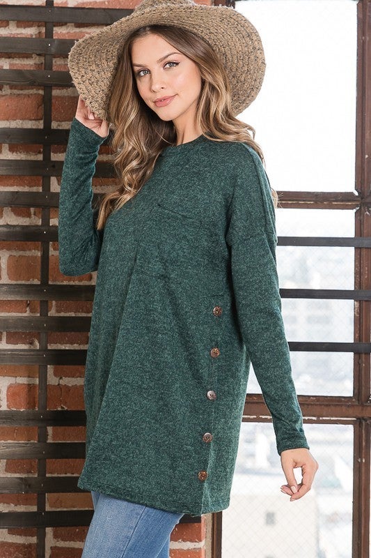Surprise Steal-Button Tunic in 4 Colors
