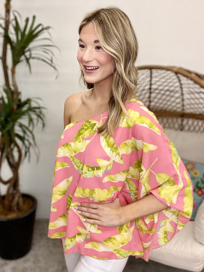 The Coral Palm One Shoulder Top