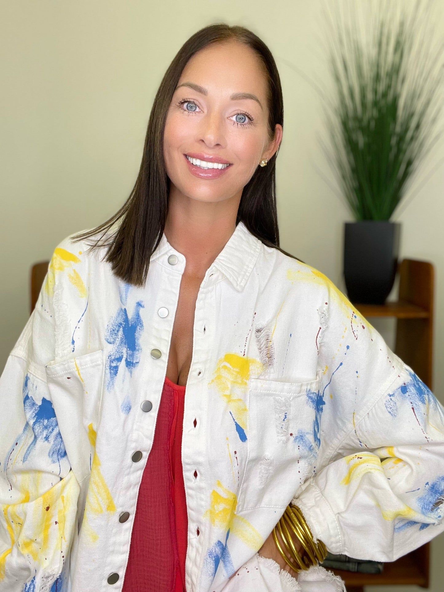 The Splatter Shacket in Ivory