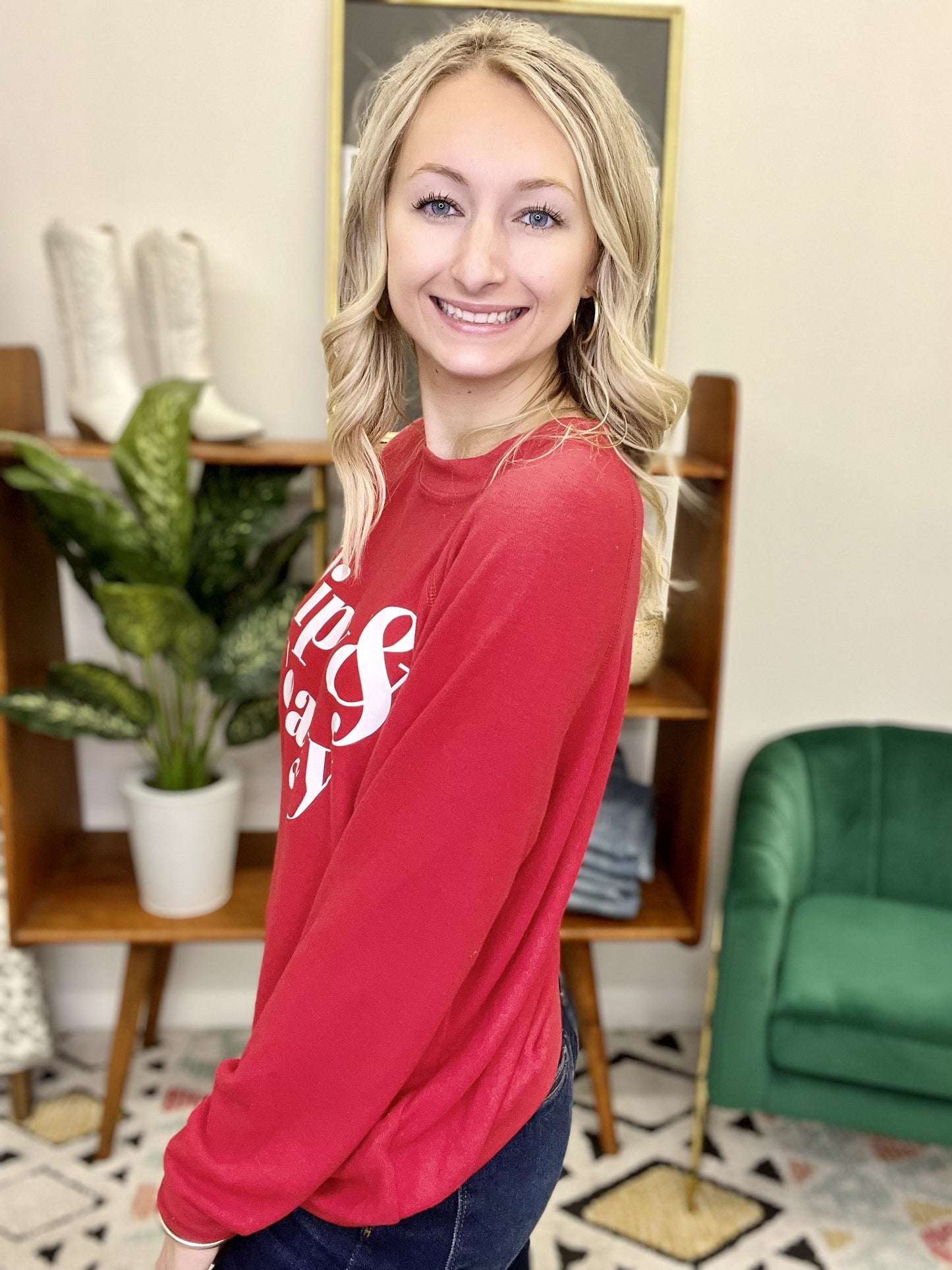Tipsy and Toasty Red Pullover