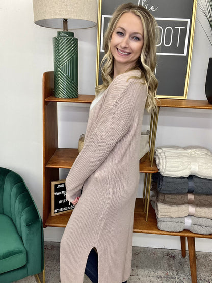 Running On Coffee Long Knit Cardigan