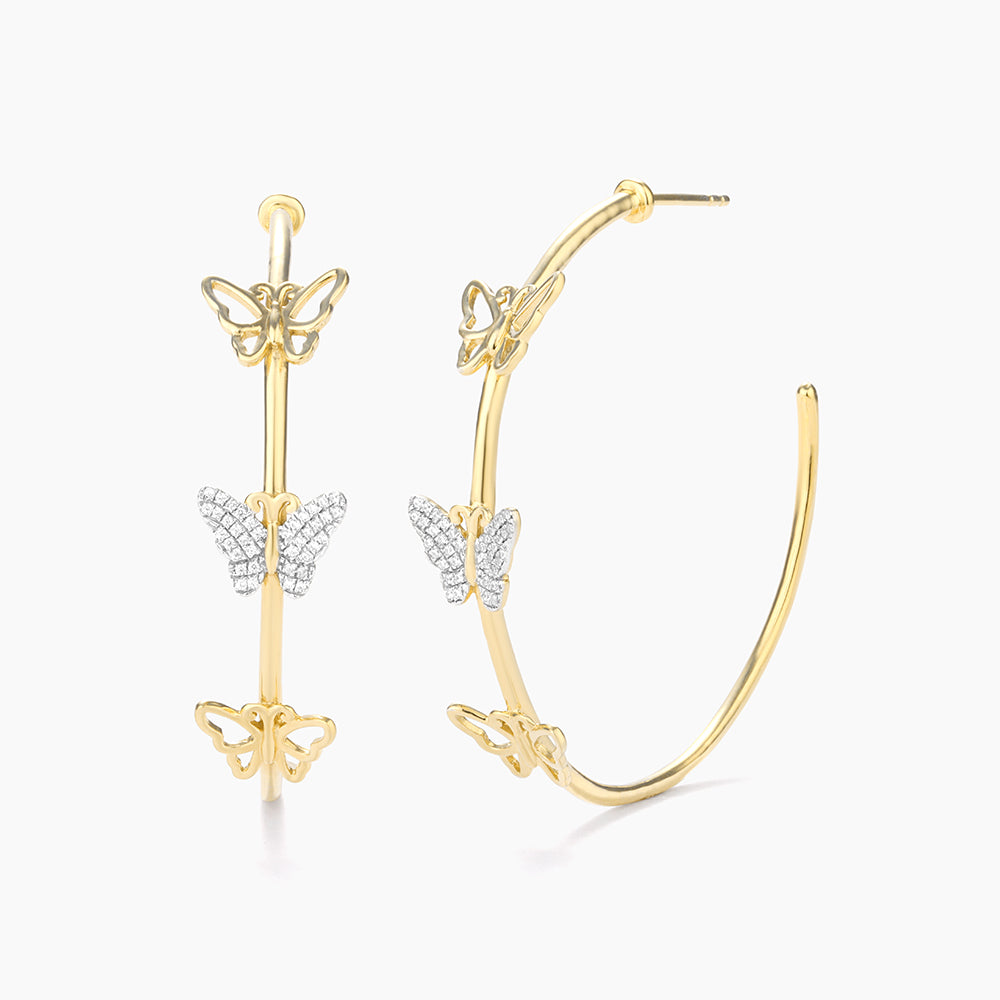 ES Beautiful Butterfly Hoop Earrings