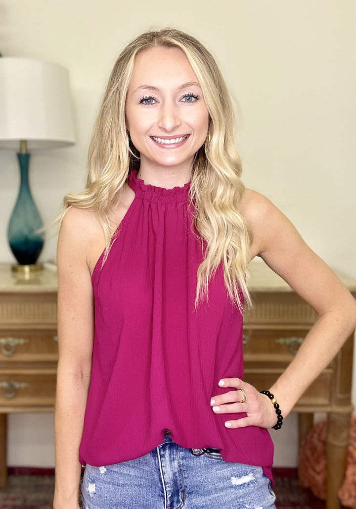 The Show me Sass Top in Fuchsia