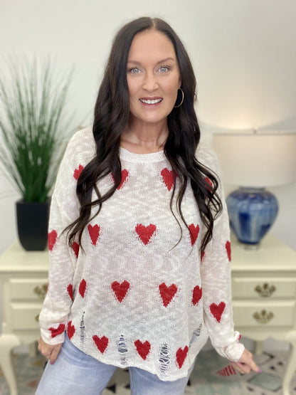 The Distressed Heart Sweater-2 Colors