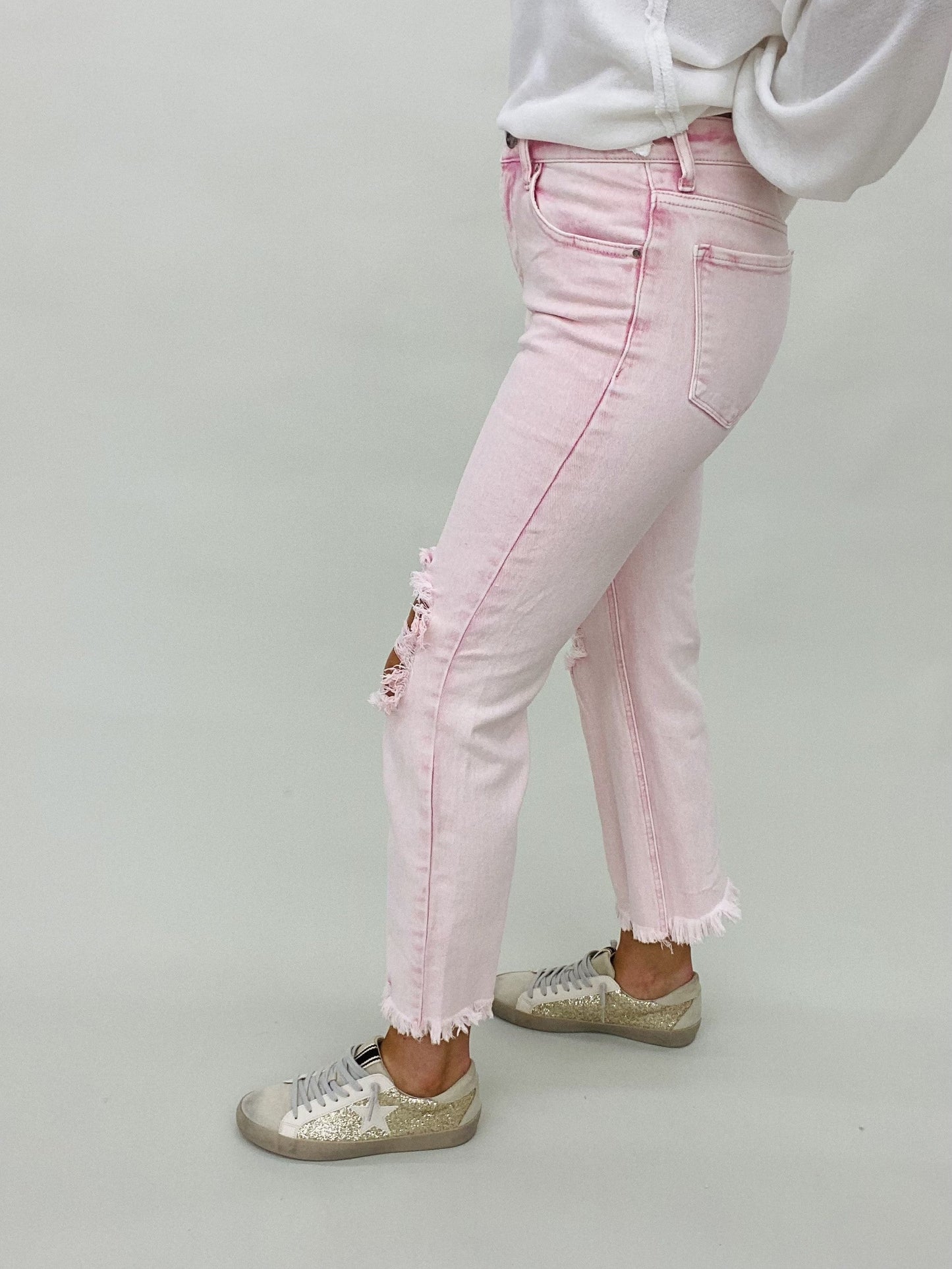 The Risen Straight Jeans in Pink - AS