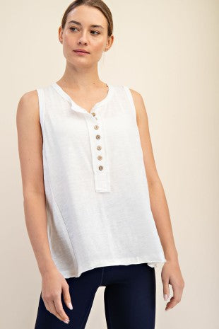 The Henley Button Tank-2 Colors