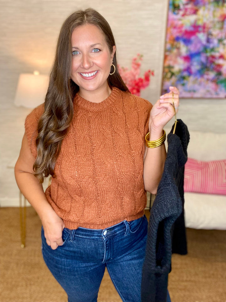The Capped Cable Sweater in 3 Colors/AS