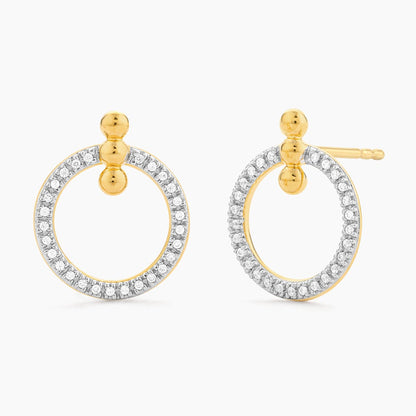 ES Three Pinned Globes Circle Stud Earrings