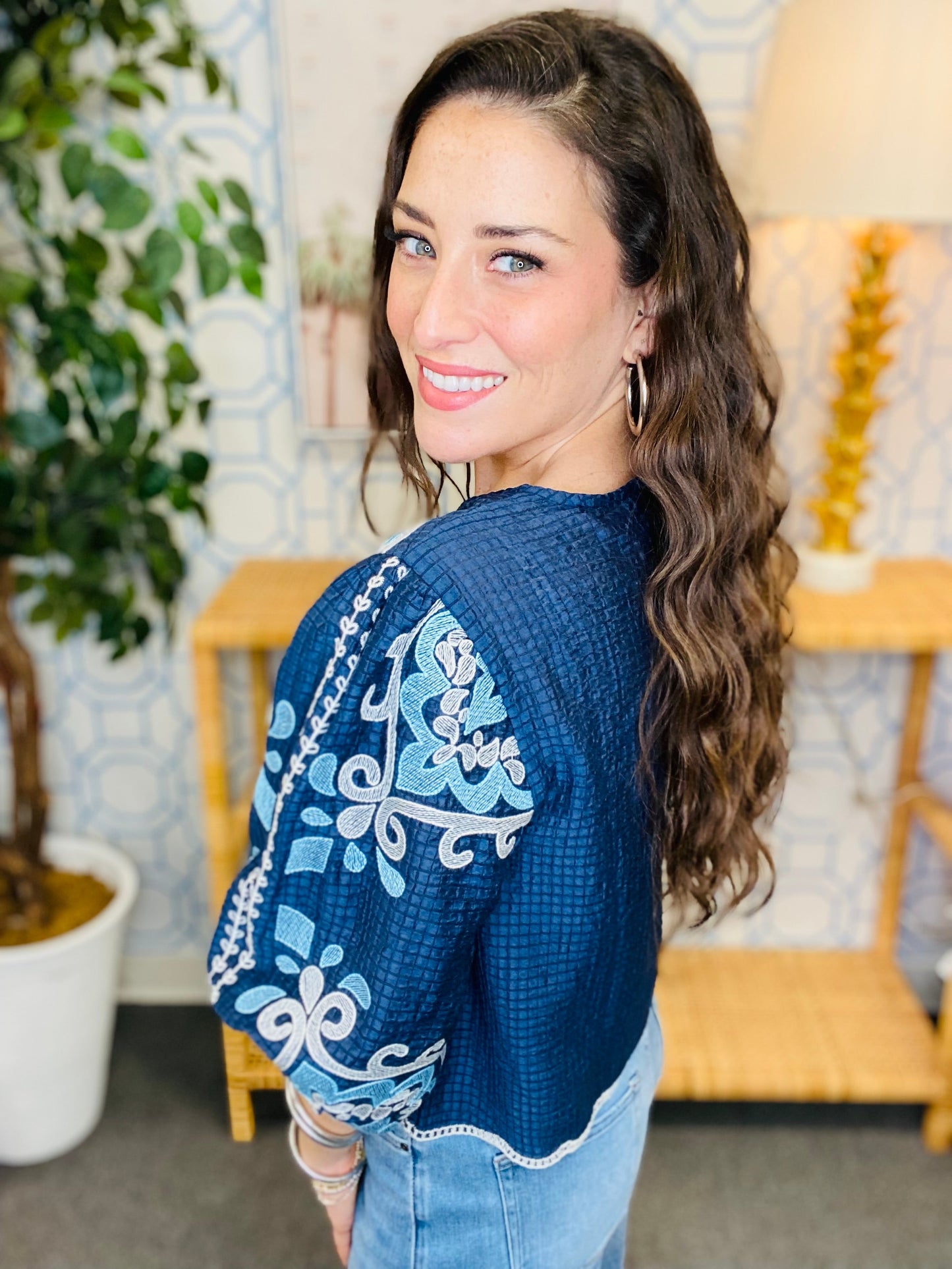 The Navy Chapman Top