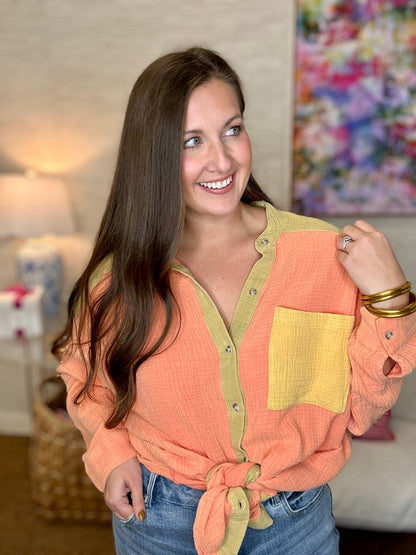 The Gauze Block Top-4 Colors/AS