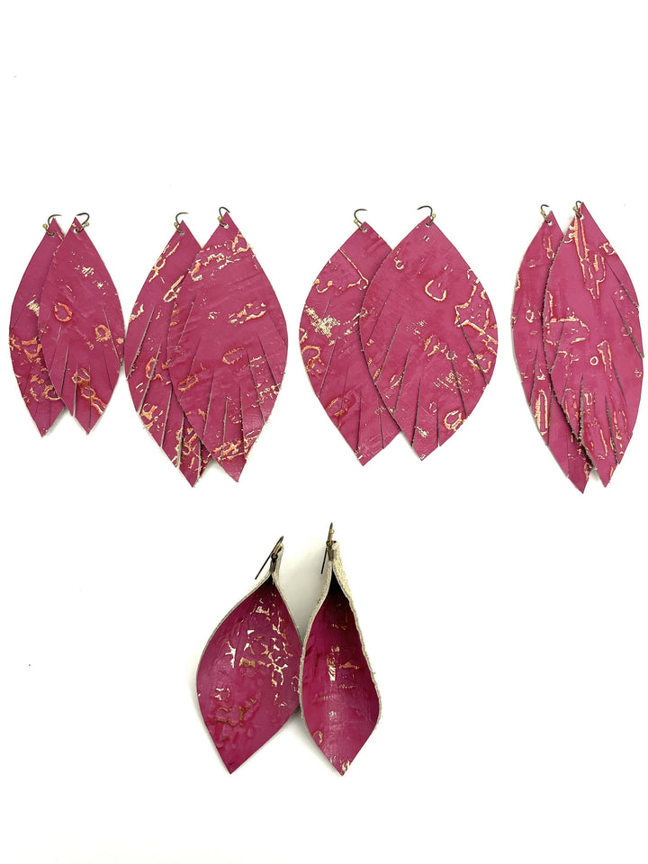 The Pink Fleck Leather Earrings