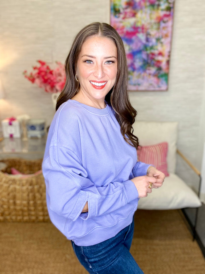 The Friday Open Sleeve Pullover in Lavender
