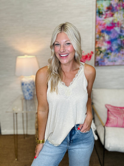 The Ribbed Lace Tank - 5 Colors