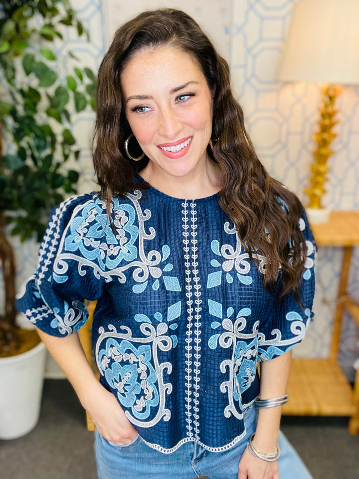 The Navy Chapman Top