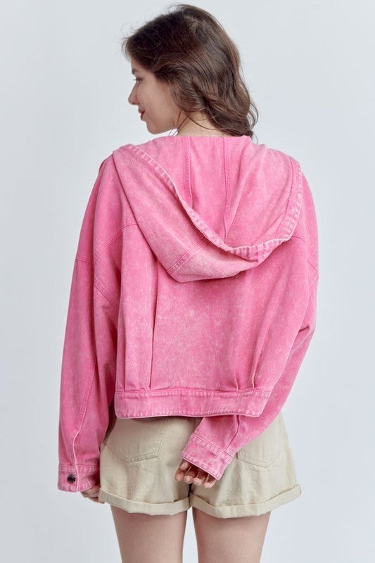 Washed Hoodie Crop Jacket-All Sizes