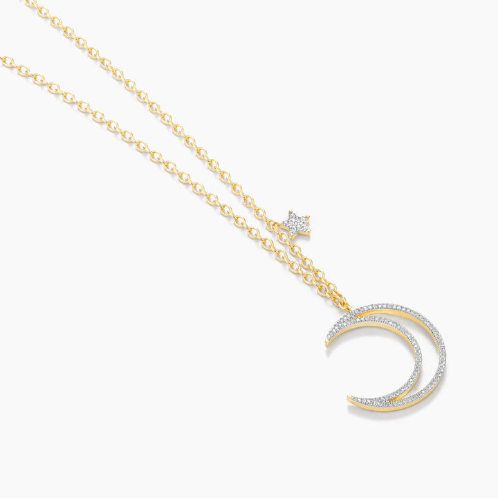 ES Crescent Moon & Star Pendant Necklace
