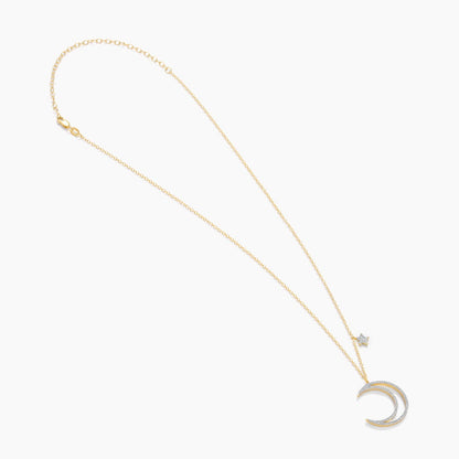ES Crescent Moon & Star Pendant Necklace