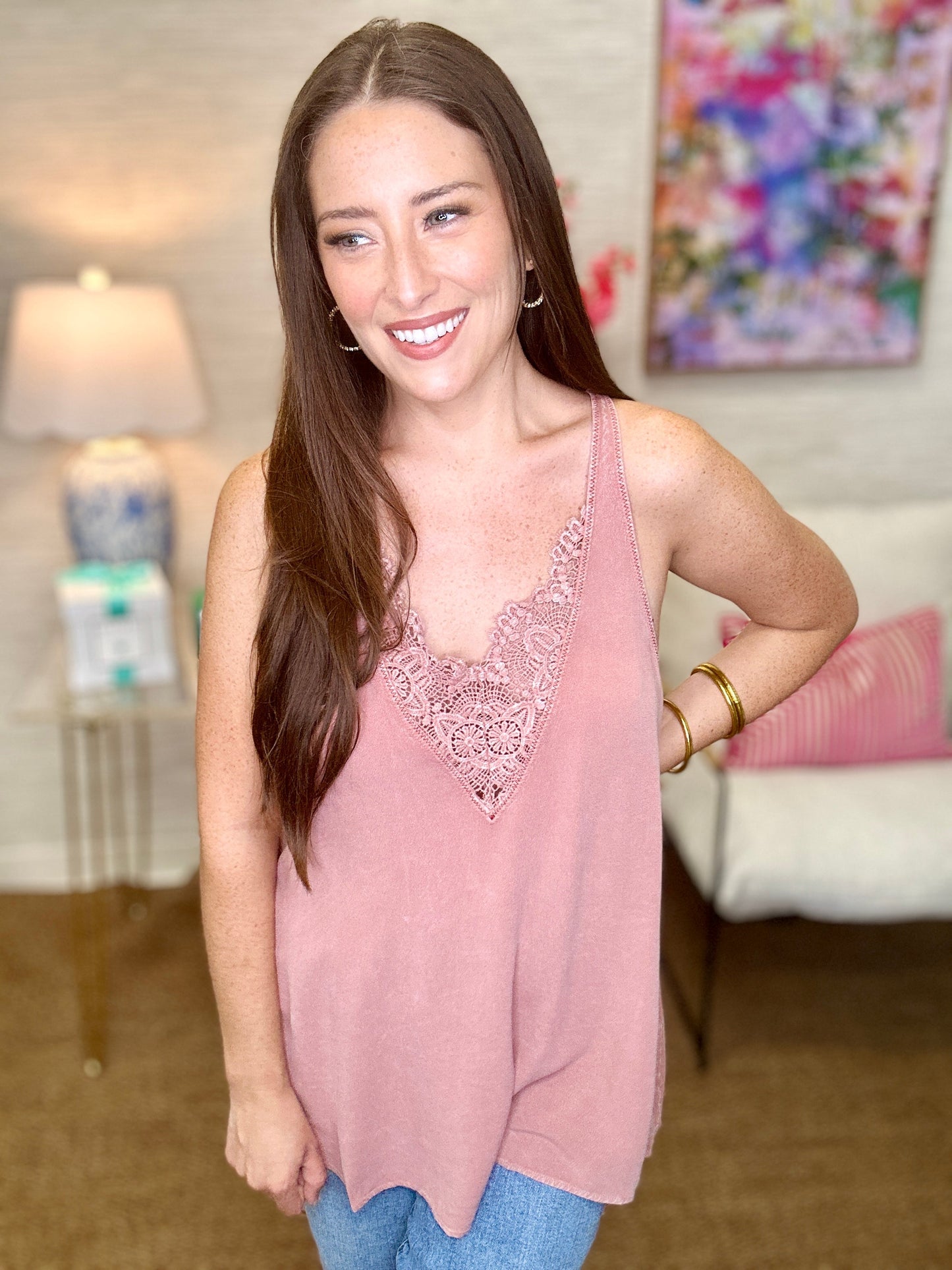 The Lace Inset Tank in 3 Colors
