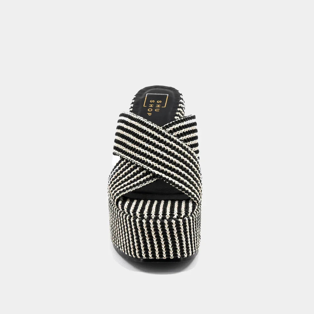 The Black Woven Ludovia Wedges