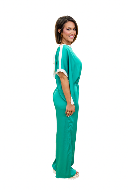 The Silk Contrast Jumpsuit - 3 Colors
