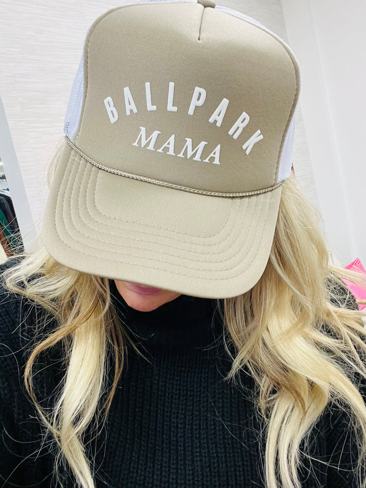 Ballpark Mama Taupe Trucker Hat