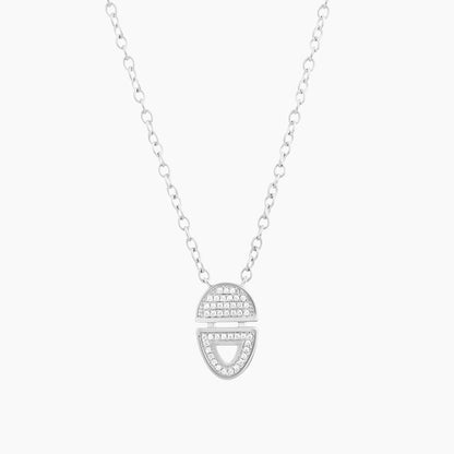 ES Half-Full Oval Pendant Necklace
