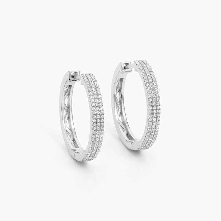 ES Triple Diamond Row Hoop Earrings