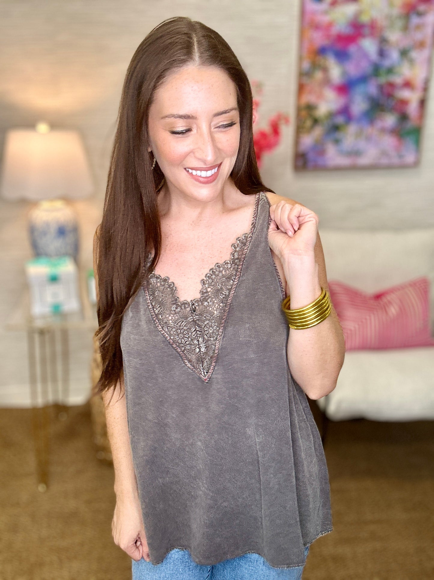 The Lace Inset Tank in 3 Colors