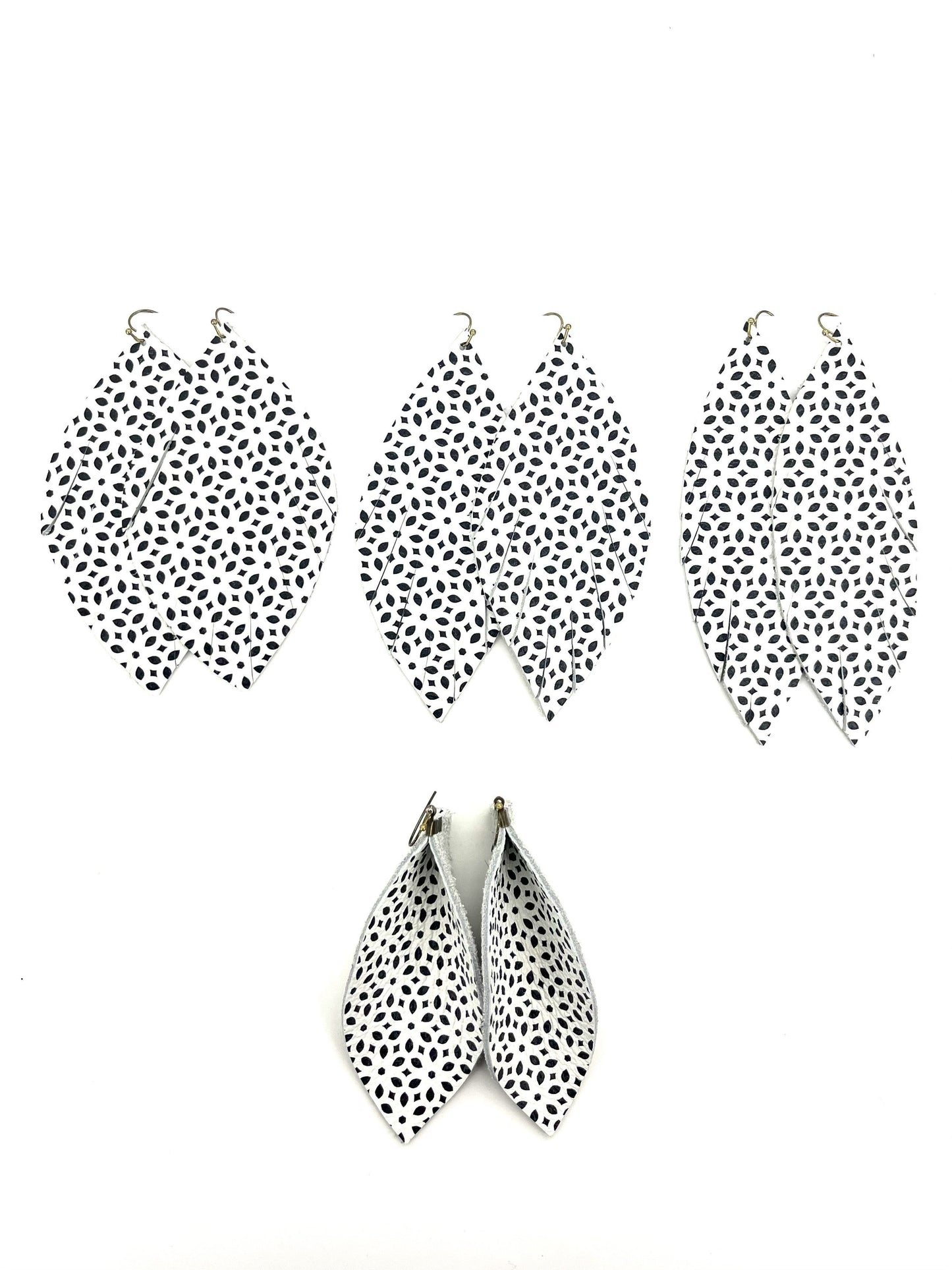 The Black on White Leather Earrings